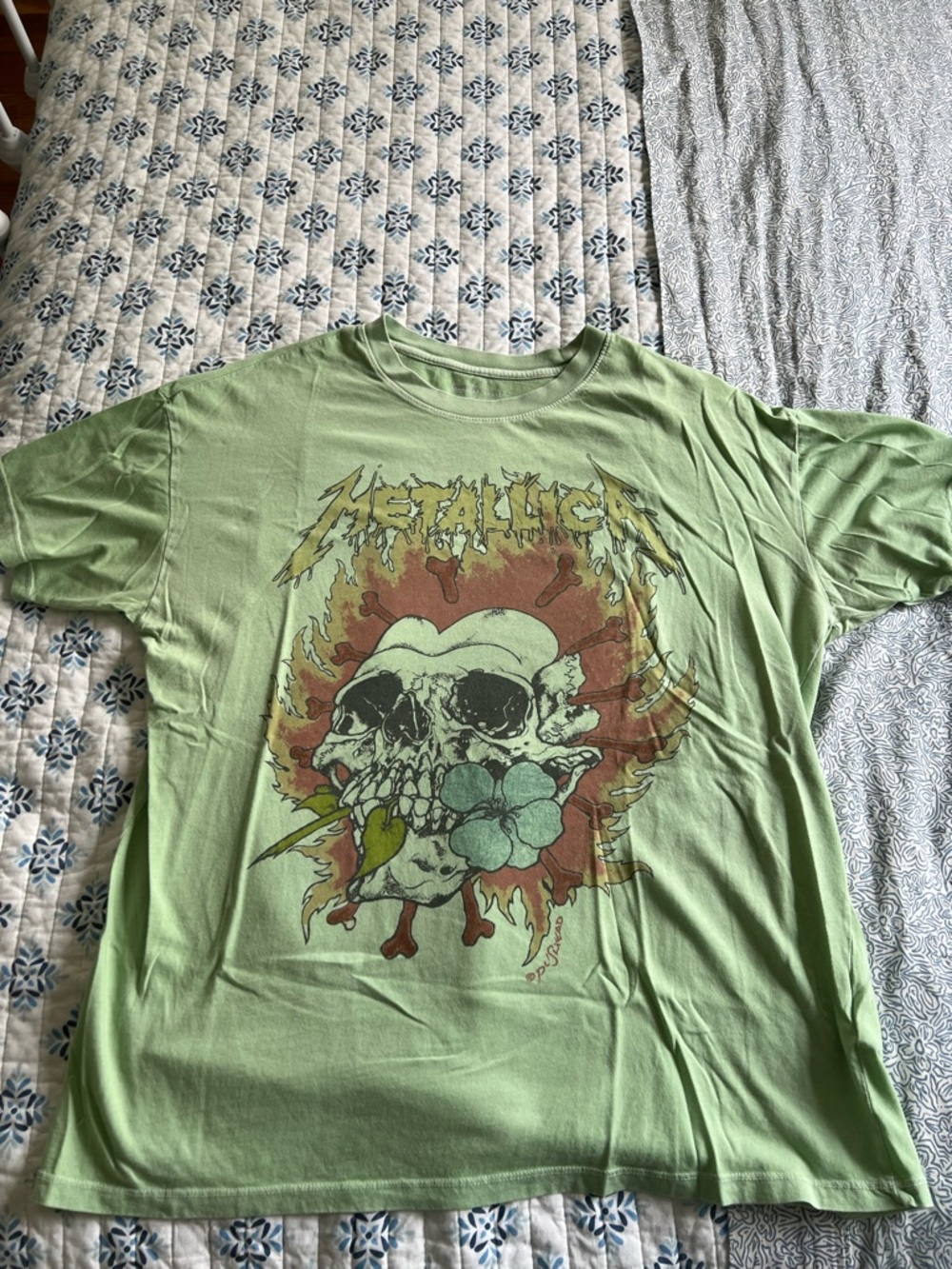 American Eagle Outfitters Bright Green Metallica Band Tee
